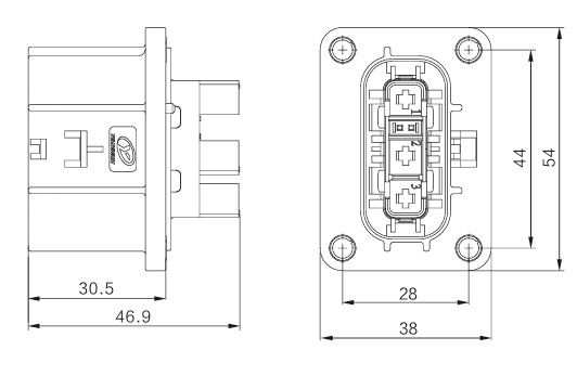 Neopower Connecteur de puissance et de signal automobile à verrouillage sécurisé à 3 broches, 800V/16A, imperméable à l'eau IP67, HVIL