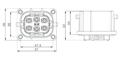 Neopower 6 broches haute tension 1000V 35A Connecteur d'alimentation et de signal automobile avec blindage à 360°
