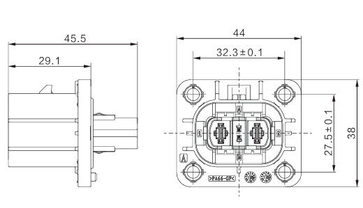 Connecteur électrique à haute performance à 2 broches 1000V 40A avec HVIL, Poka-Yoke et blindage à 360°