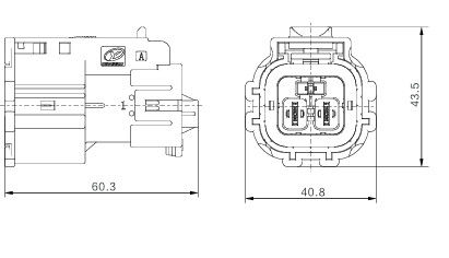 Connecteur électrique haute tension 2 broches Neopower 40A 1000V avec HVIL, détrompage et blindage à 360°