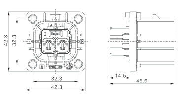 Connecteur électrique haute tension 2 broches Neopower 40A 1000V avec HVIL, détrompage et blindage à 360°