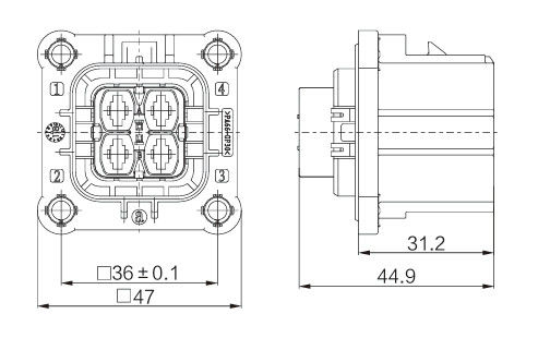 Connecteur haute tension à 4 broches 40A 1000V pour véhicules électriques et applications industrielles