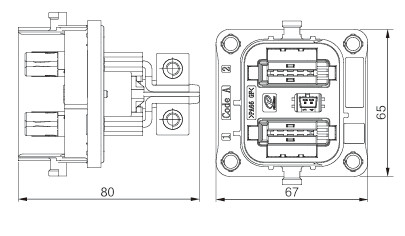 Neopower haut courant 300A 1000V Connecteur d'alimentation automobile à 2 broches avec HVIL pour les contrôleurs de batterie et de moteur de véhicules électriques